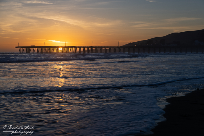 California, sunset at Cayucos Pier